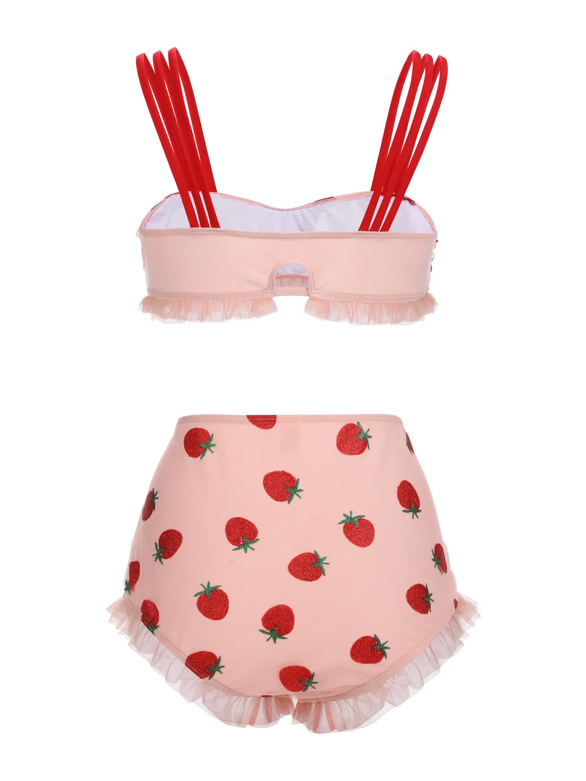 1950s Lace Strawberry Cami Tankini Set