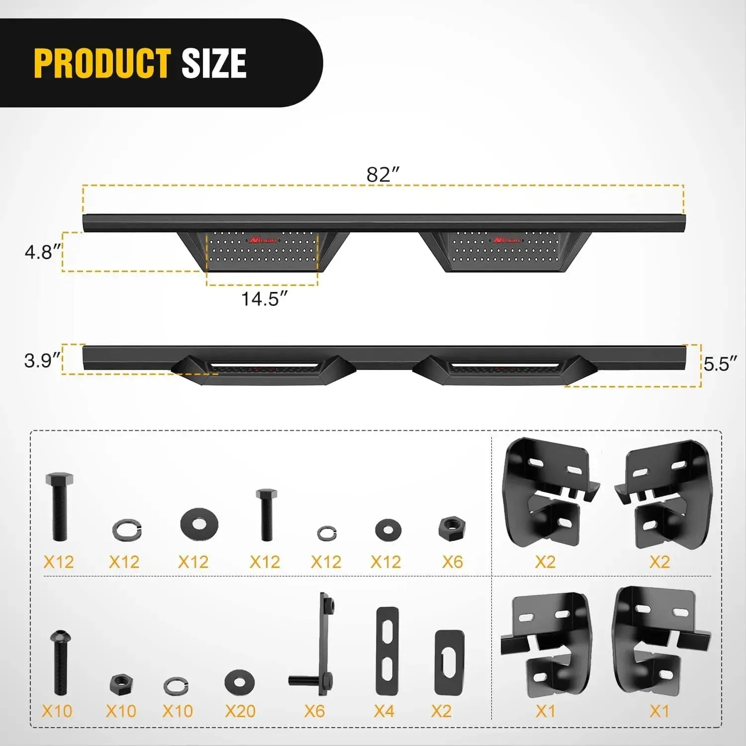 2009-2018 Dodge Ram 1500 Crew Cab 2019-2023 1500 Classic 2010-2022 2500 3500 Running Boards 4 Inch Drop Side Steps Bolt-on Black Powder Coated Nerf Bars Running Boards