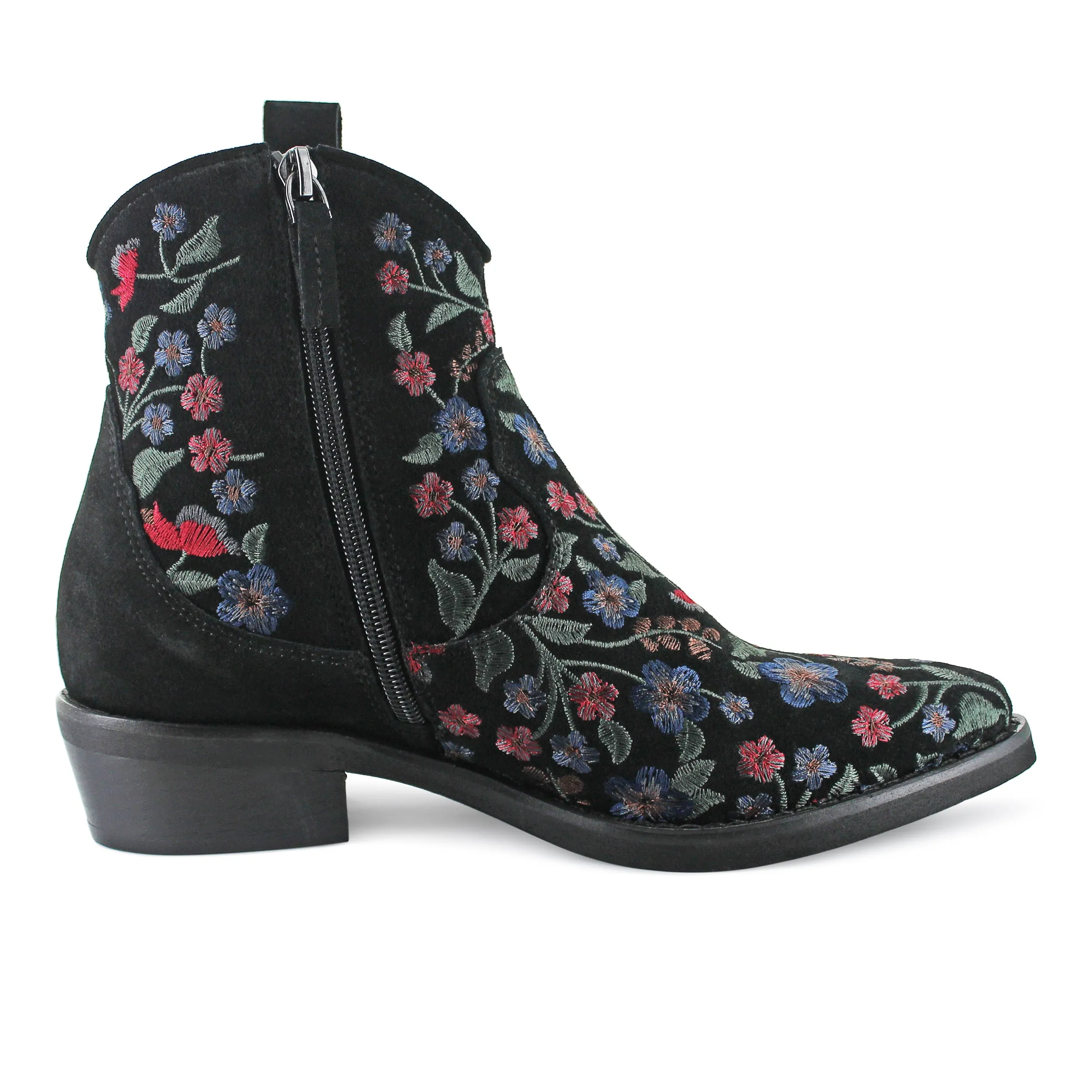374Z15 - Black Floral Suede Cowboy