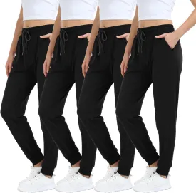 4 Pack Women's Lightweight Sweatpants with Pockets for Running Yoga Workout