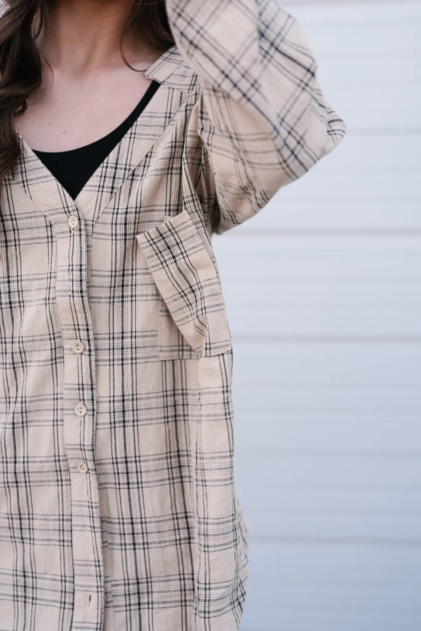All Over The Grid Tie Plaid Top