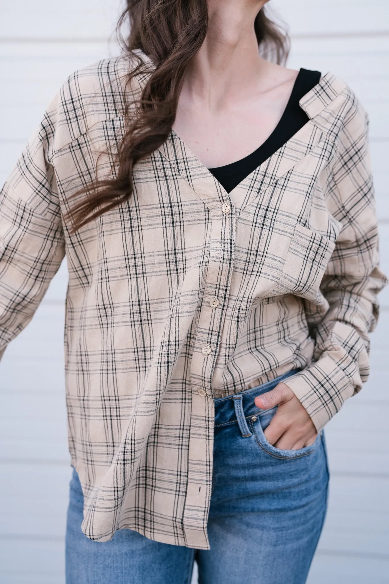All Over The Grid Tie Plaid Top