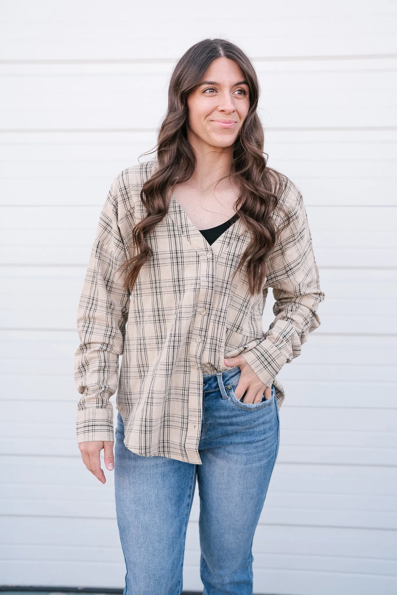 All Over The Grid Tie Plaid Top