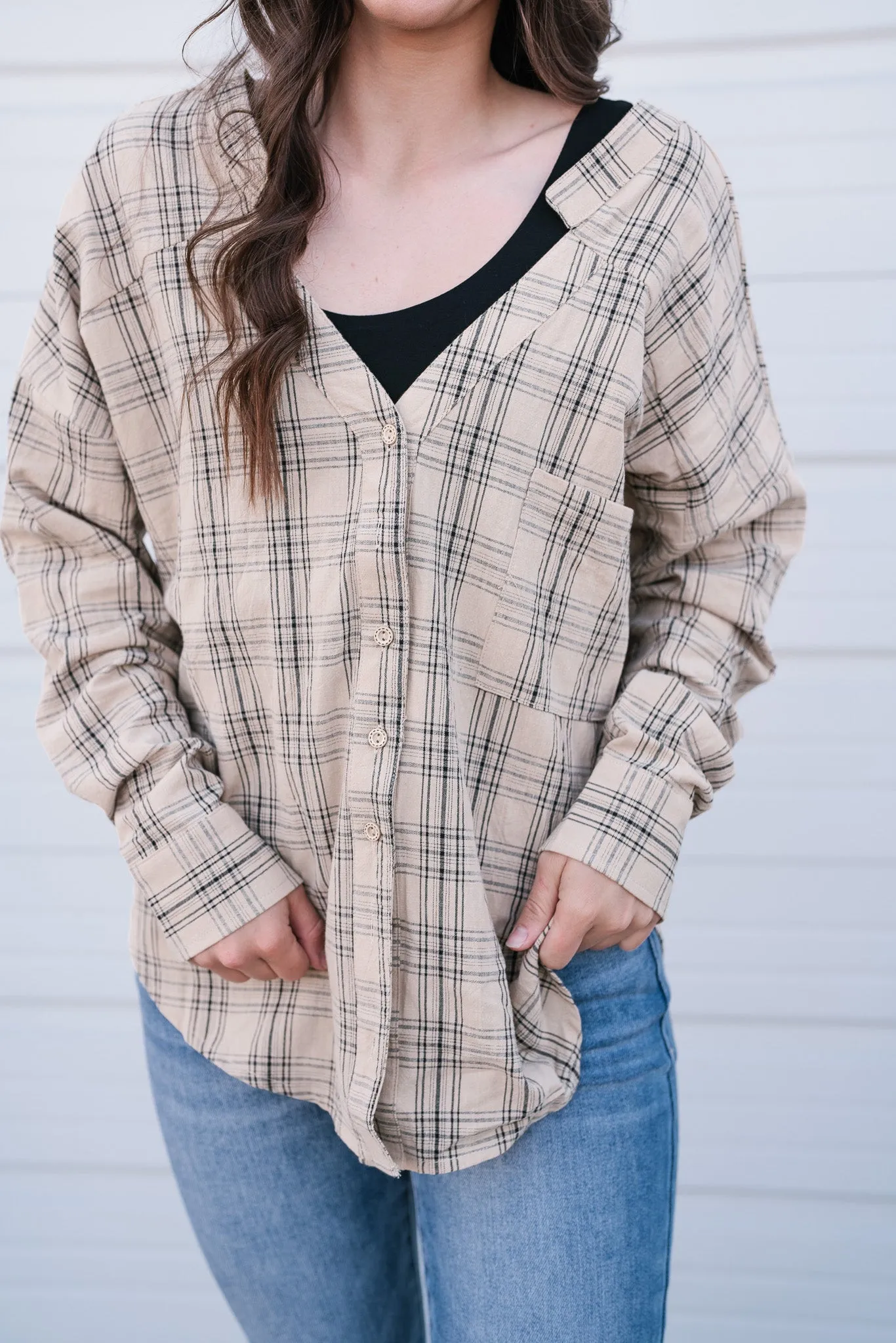 All Over The Grid Tie Plaid Top