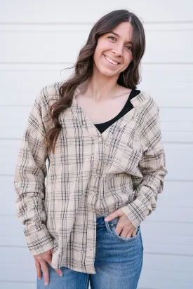 All Over The Grid Tie Plaid Top