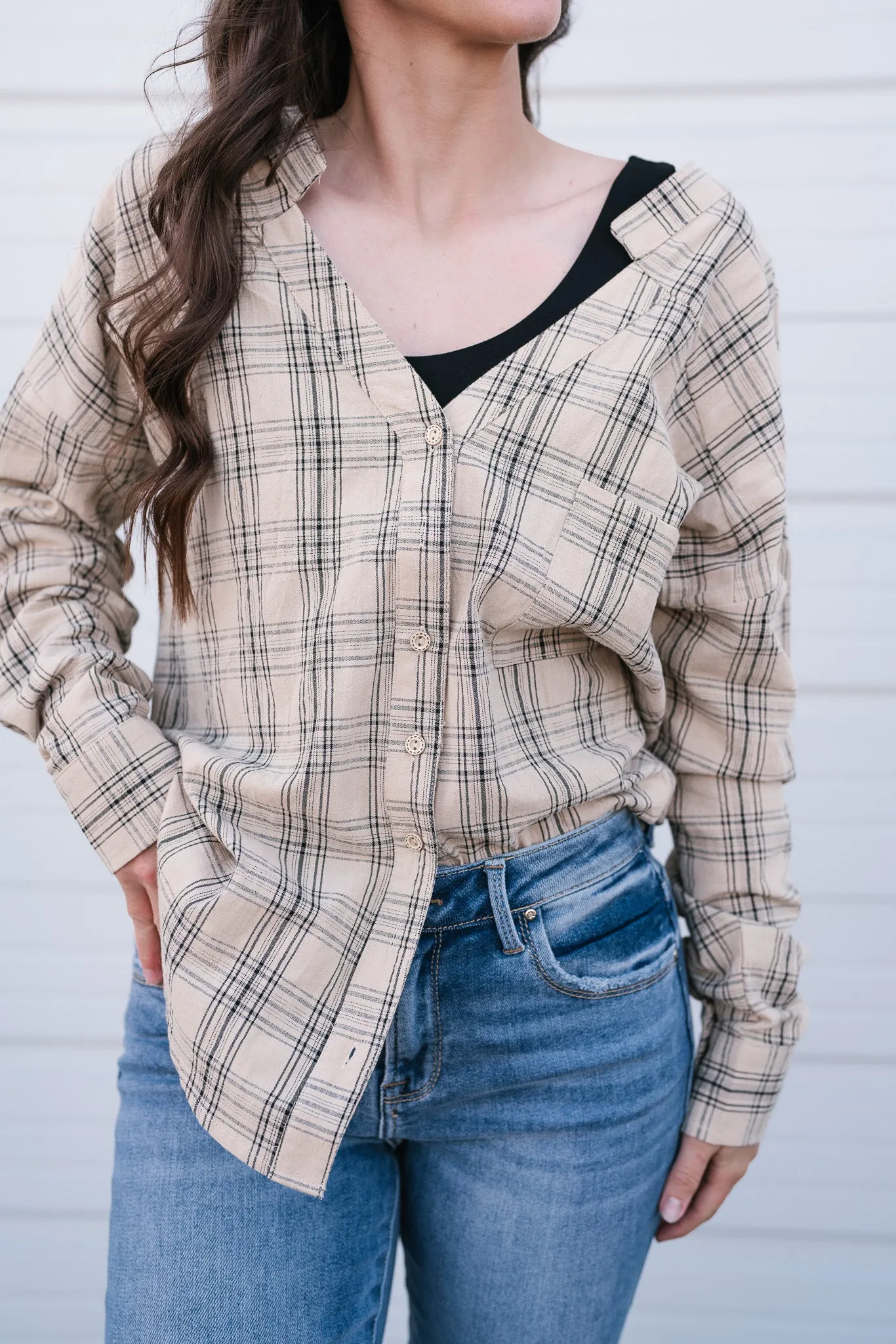 All Over The Grid Tie Plaid Top