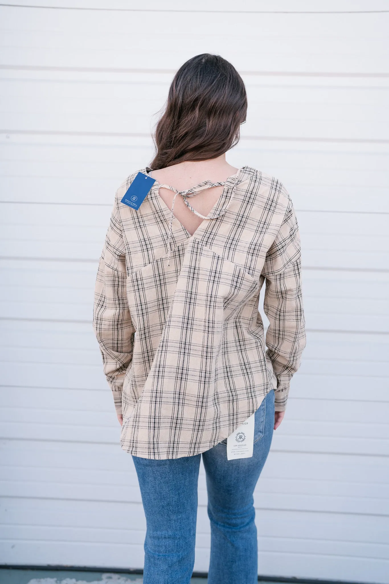 All Over The Grid Tie Plaid Top