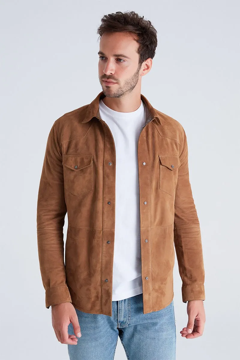 Andy Men's Suede Shirt - Snuff