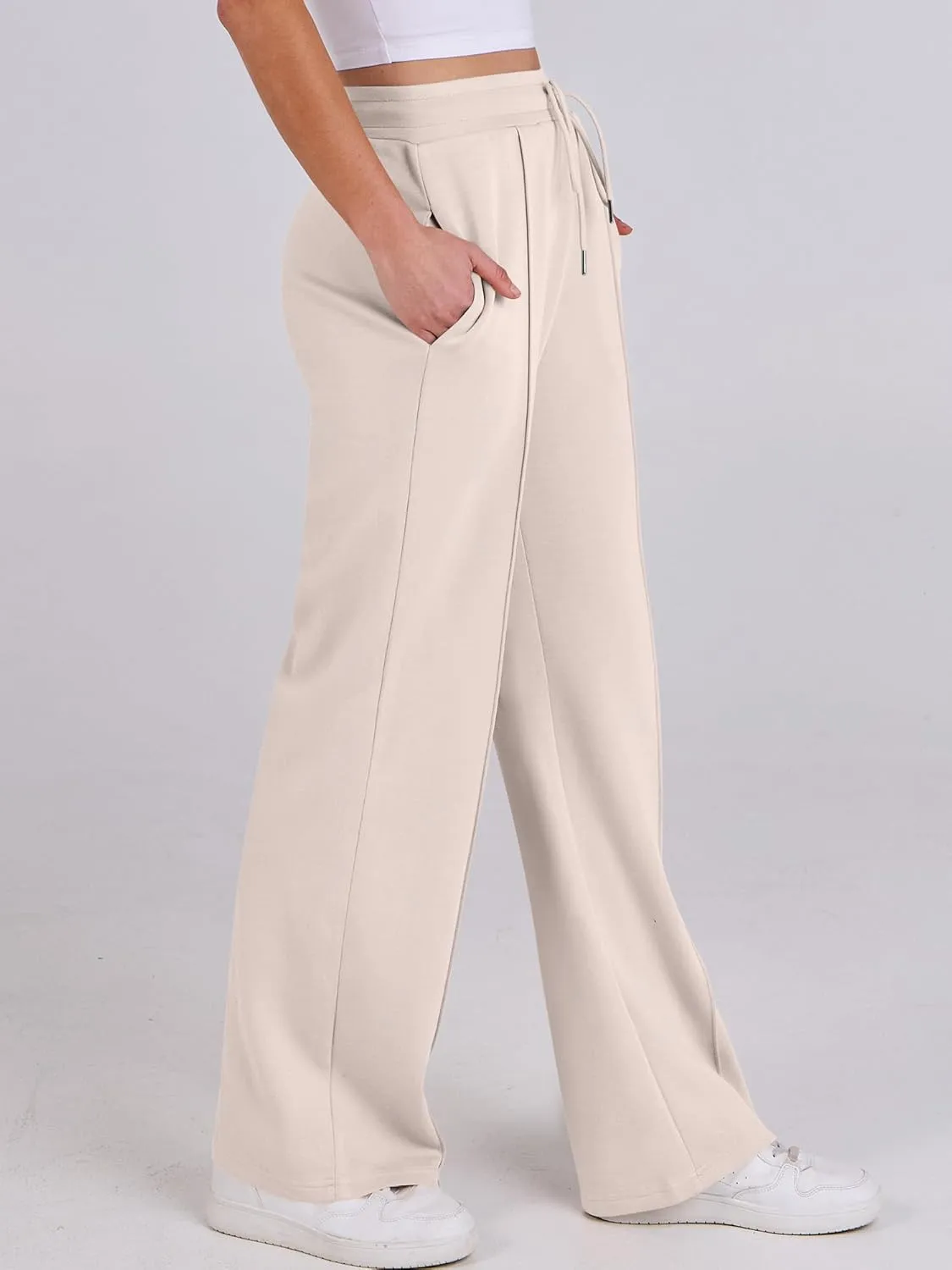 ANRABESS Women's Wide Leg Sweatpants High Waist Baggy Flared Pants Drawstring Athletic Joggers Sweat Pants