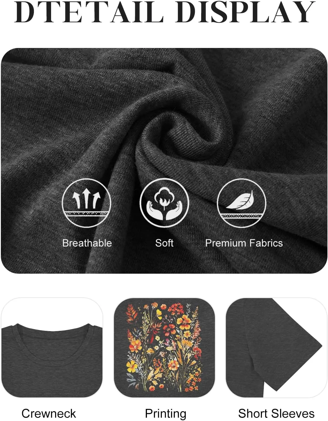 Binshre Plus Size Tops for Women Cute Graphic Tees Loose Fit Flower Printing Short Sleeve Crew Neck T Shirts