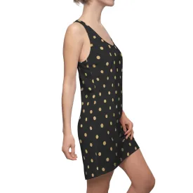 Black and Gold Polka Dot Women's Cut & Sew Racerback Dress