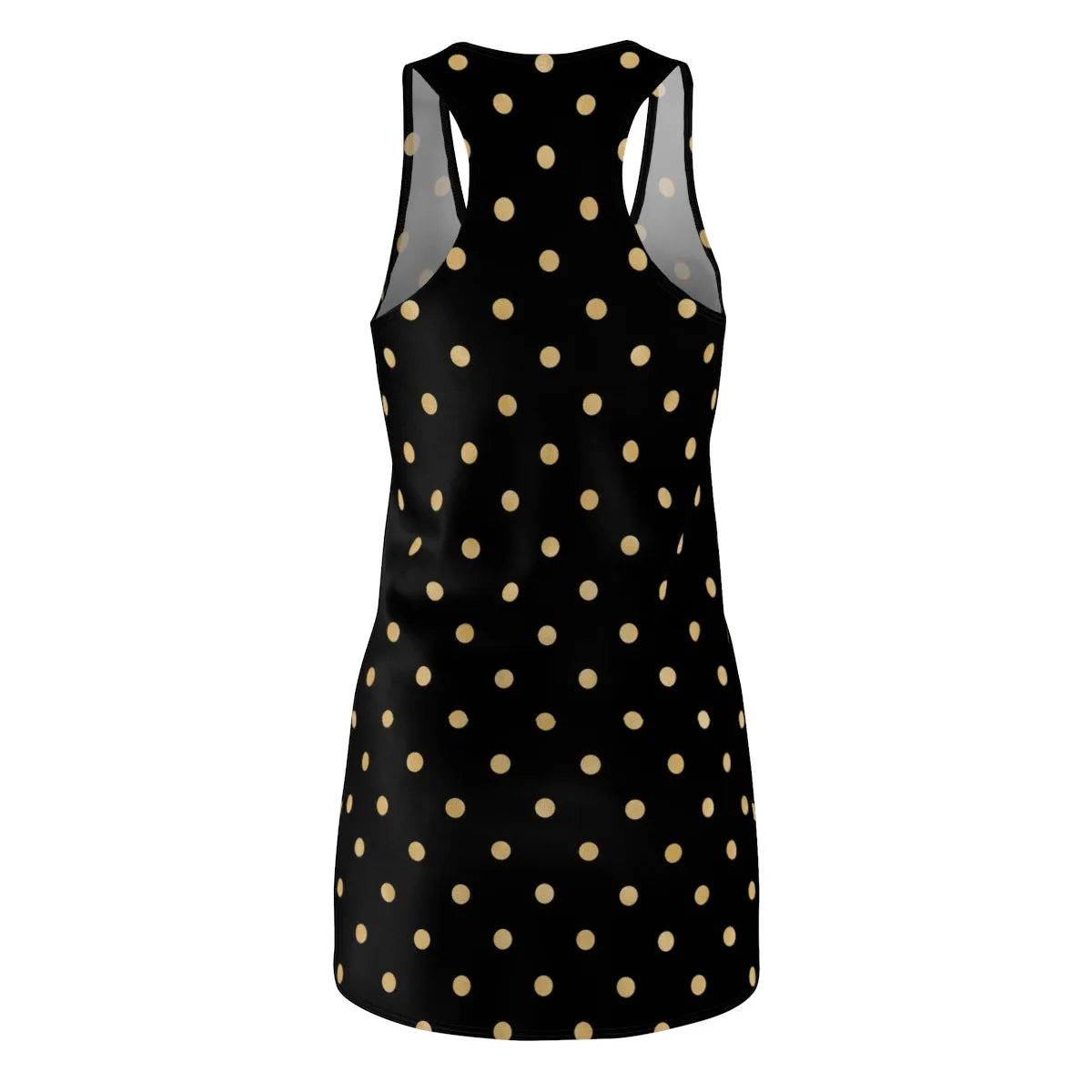 Black and Gold Polka Dot Women's Cut & Sew Racerback Dress