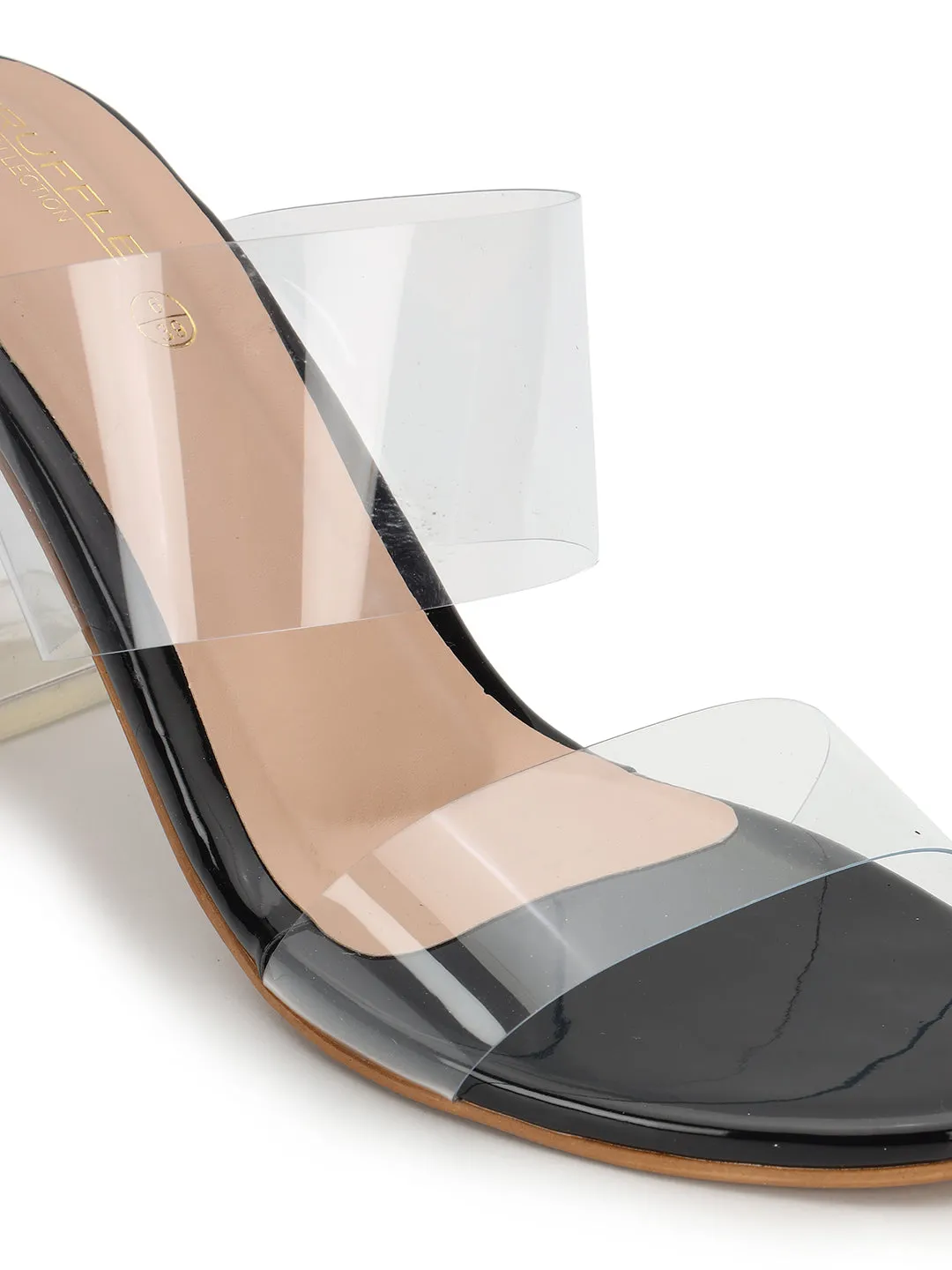 Black Perspex Stylish Slip-On Block Mules (TC-NK-007-BLK)