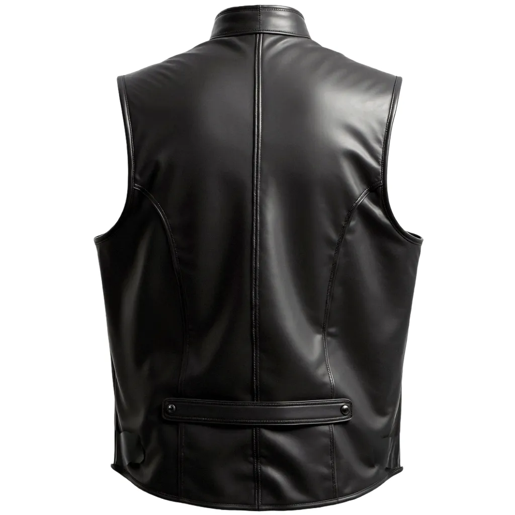 Black Utility Vest – Durable Shearling-Trimmed Leather Outerwear | El Zoro