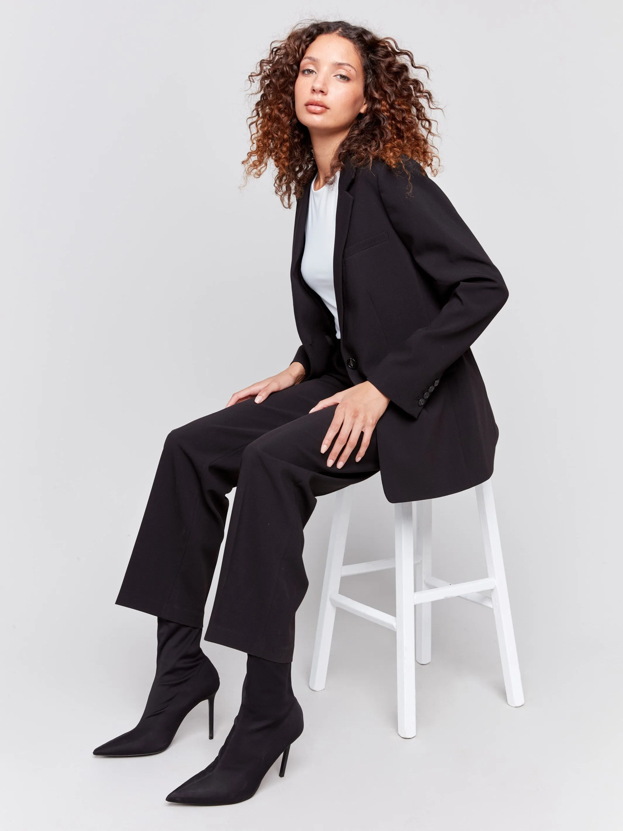 Blazer With Ruched Back - Black