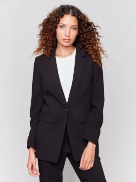Blazer With Ruched Back - Black