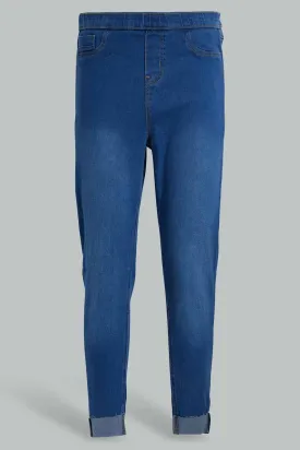 Blue Plain Jegging For Women