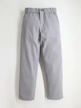 Boys Grey Solid Twill Chinos