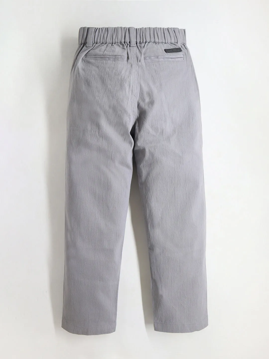 Boys Grey Solid Twill Chinos