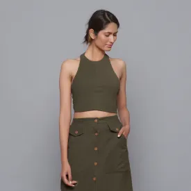 Bronze Grey Warm Cotton Corduroy Tank Top