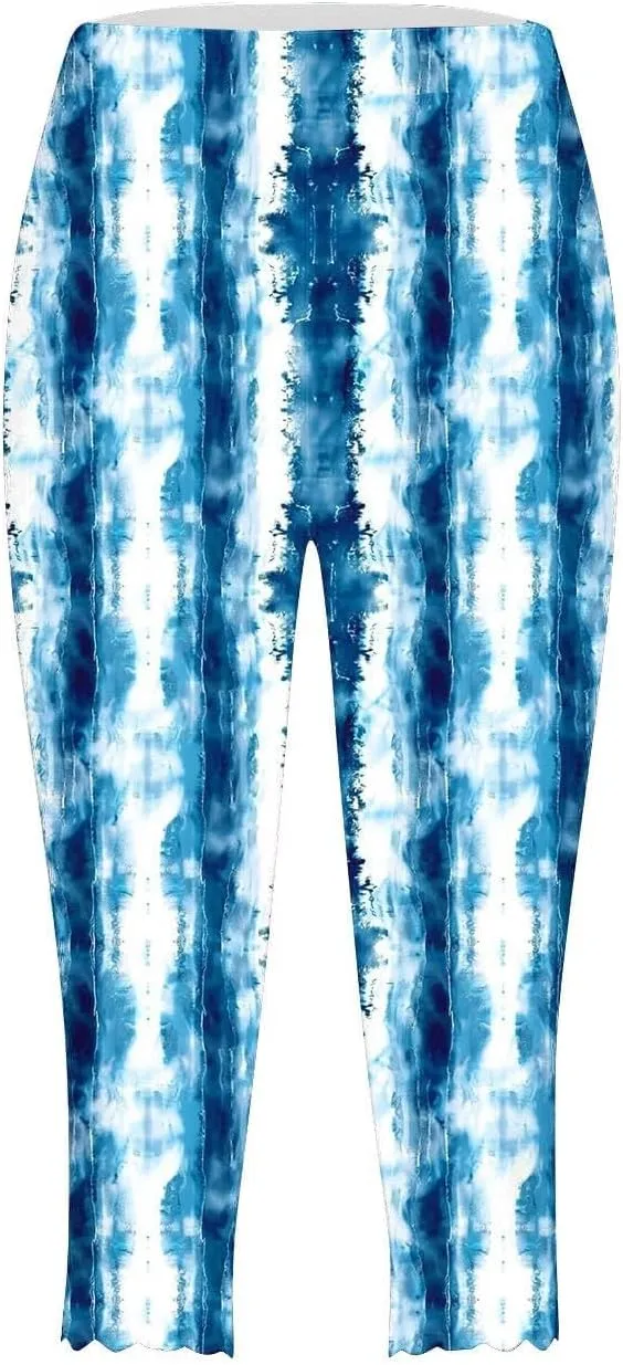 Capri Leggings for Women 2025 Floral Print High Waist Capris Tummy Control Knee Length Yoga Pants Cropped Trouser