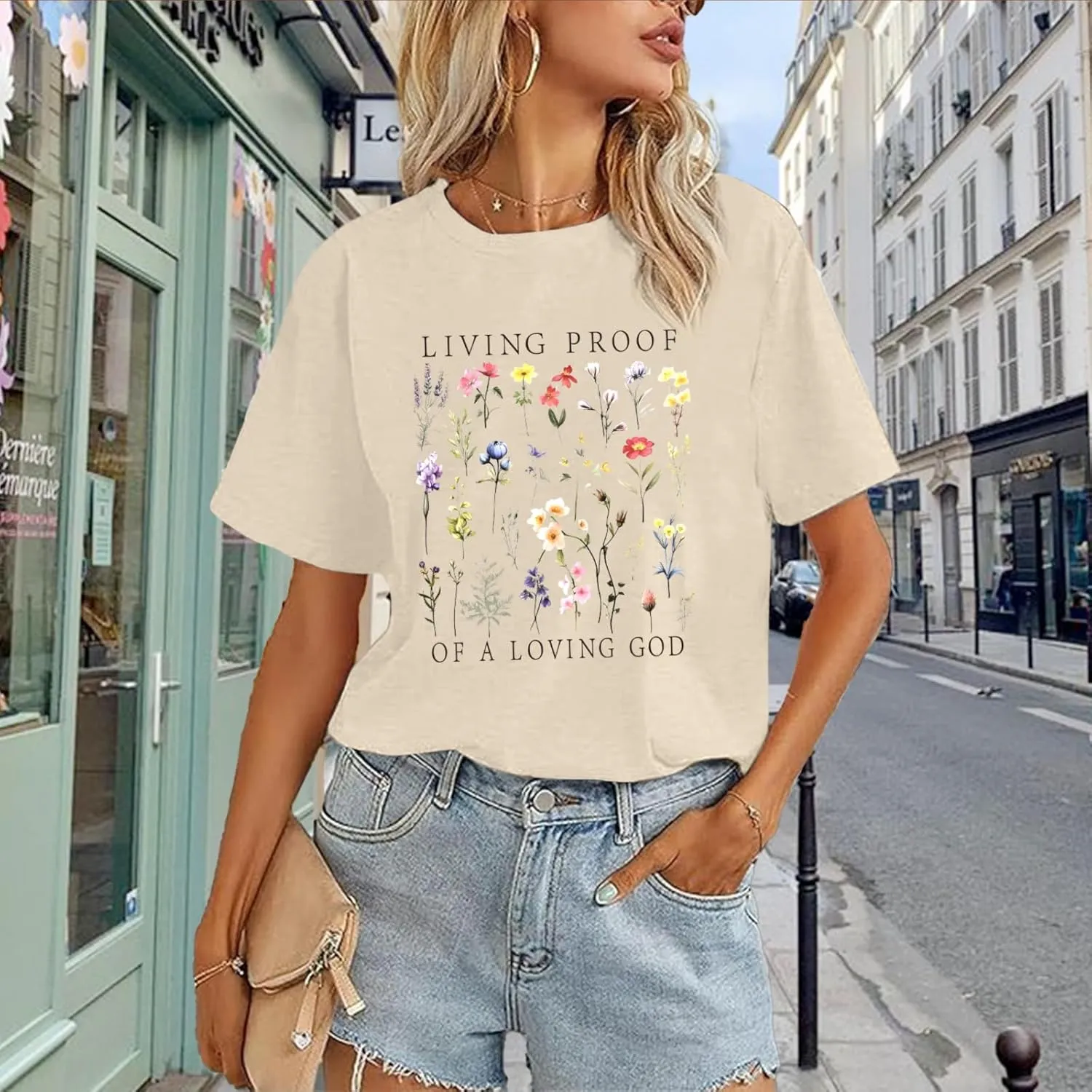 Christian Shirts for Women Boho Floral Graphic Tees God Bible Verse Religious Faith Tshirt Wildflower Inspiration Top