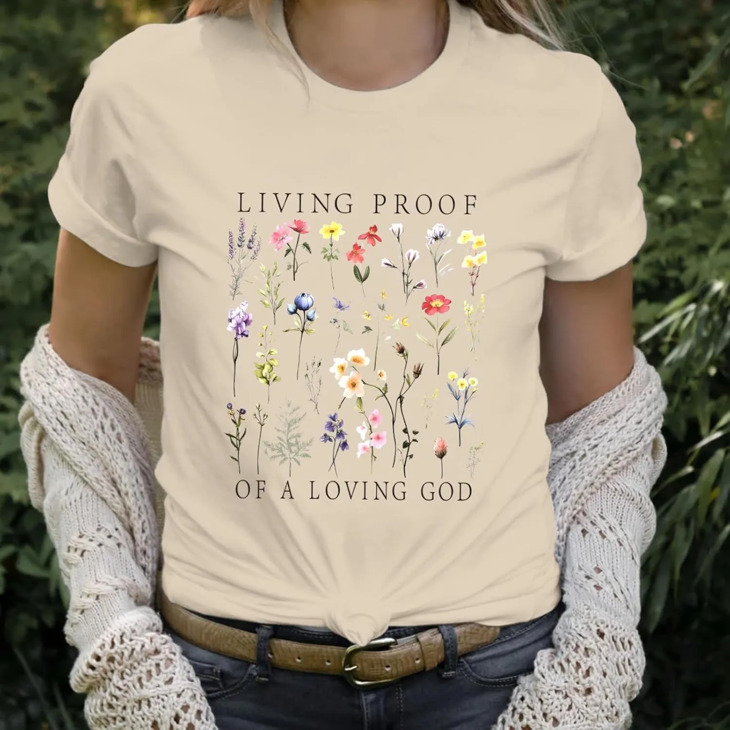 Christian Shirts for Women Boho Floral Graphic Tees God Bible Verse Religious Faith Tshirt Wildflower Inspiration Top