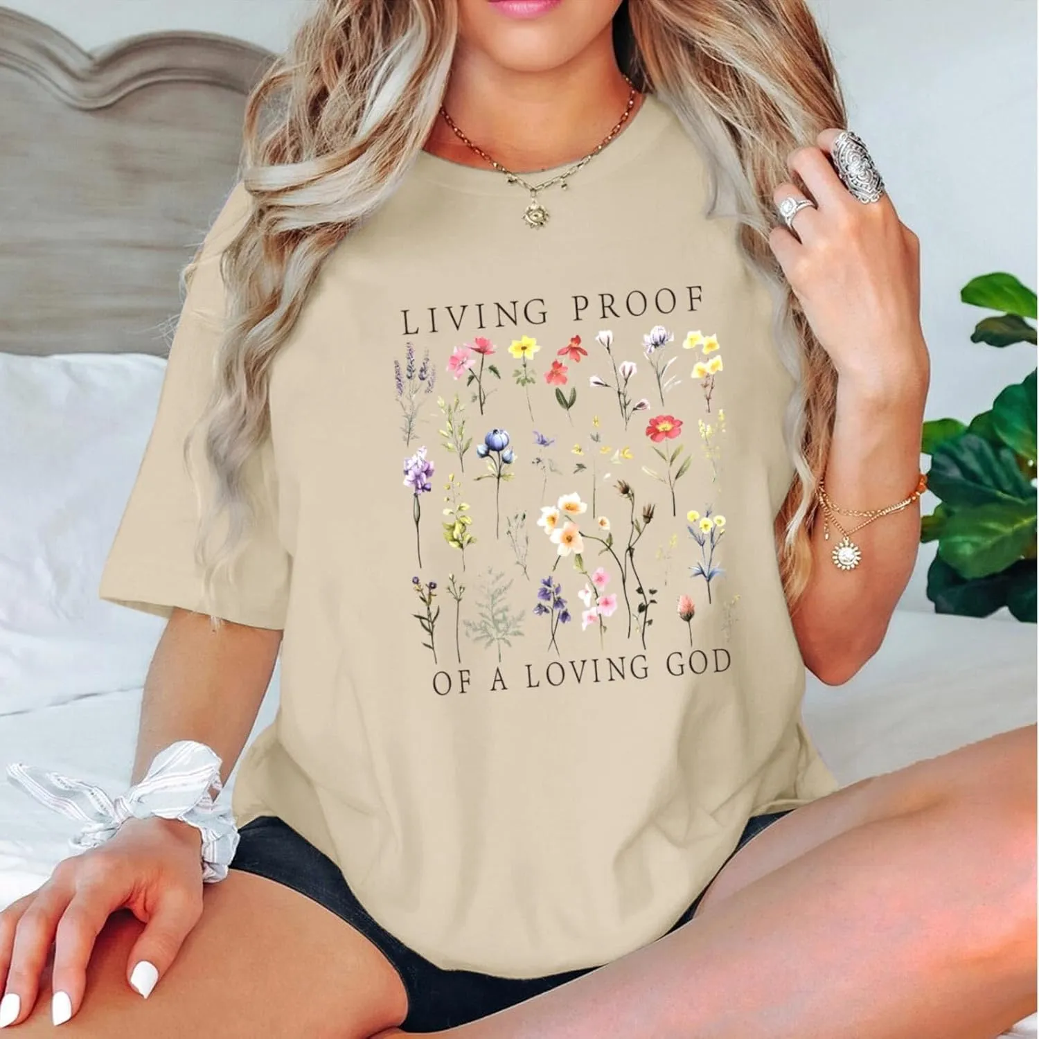 Christian Shirts for Women Boho Floral Graphic Tees God Bible Verse Religious Faith Tshirt Wildflower Inspiration Top
