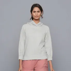 Cloudy Grey Warm Cotton Flannel Hoodie Top