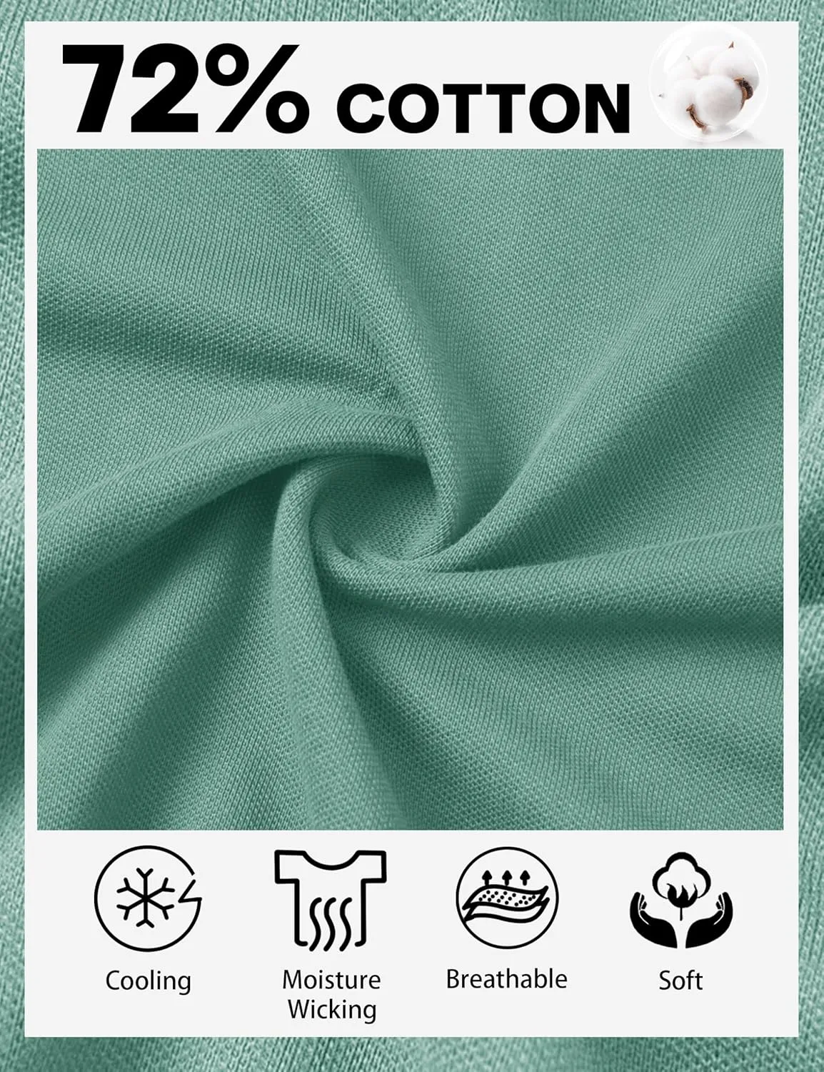 Cotrasen Polo Shirts for Men Cotton Pique Short Sleeve Pique Golf Shirts with Pocket Classic Casual Summer Collared T Shirt
