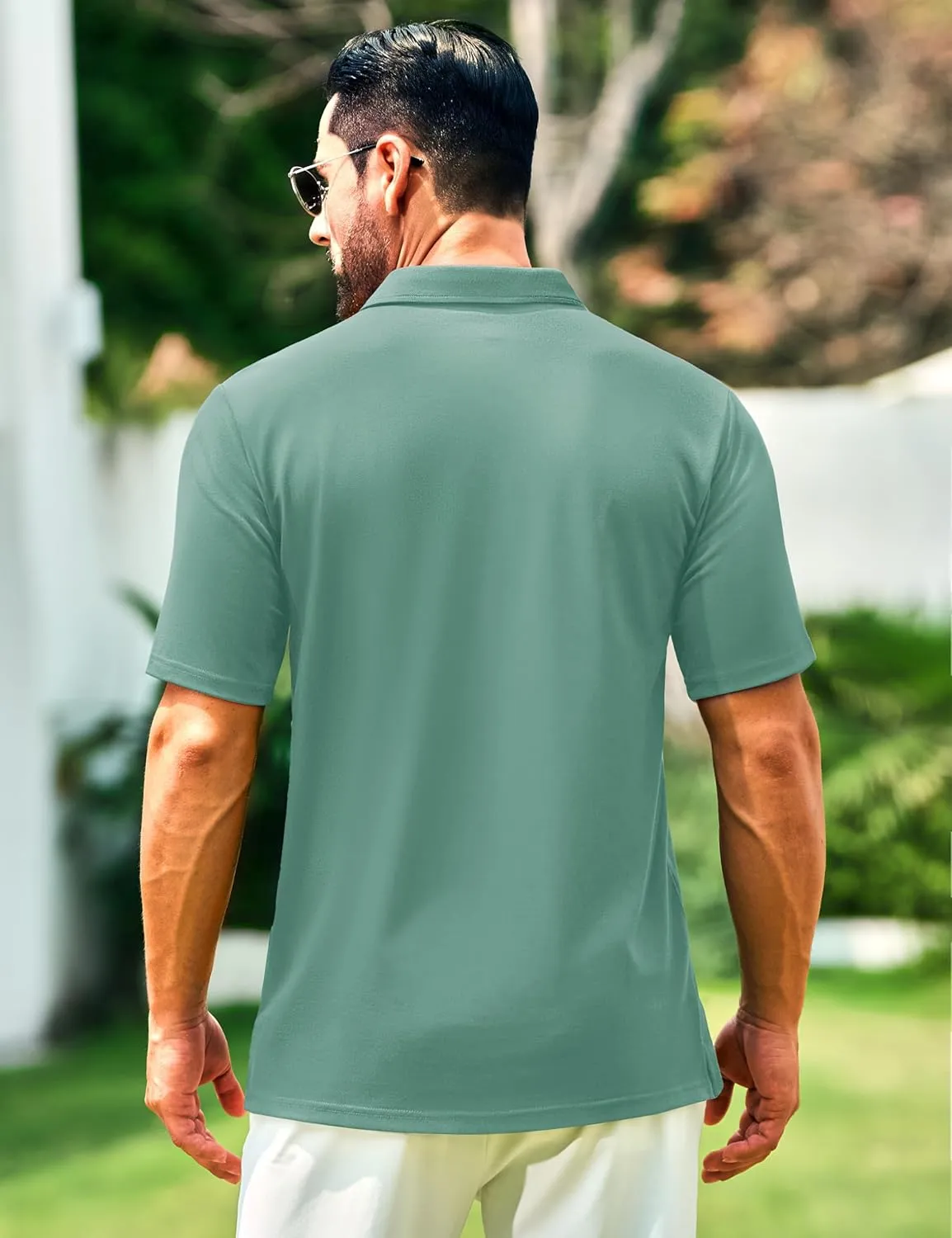 Cotrasen Polo Shirts for Men Cotton Pique Short Sleeve Pique Golf Shirts with Pocket Classic Casual Summer Collared T Shirt