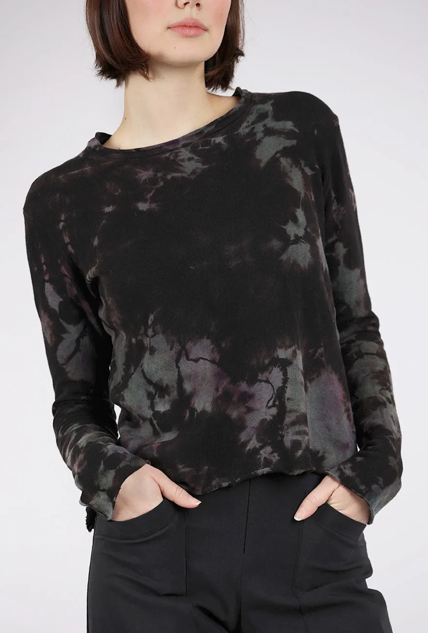 Crop Cozy Spiral Dye Top, Stormy