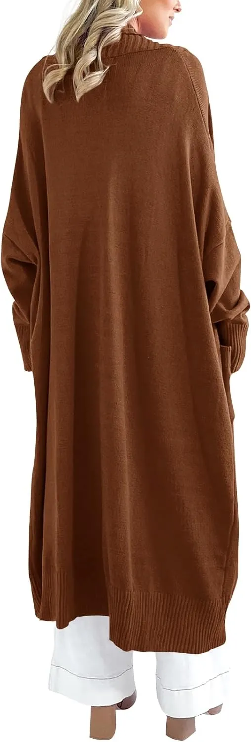 Danedvi Womens Long Cardigan Sweaters 2025 Fall Chunky Knit Oversized Slouchy Open Front Warm Coats with Pockets