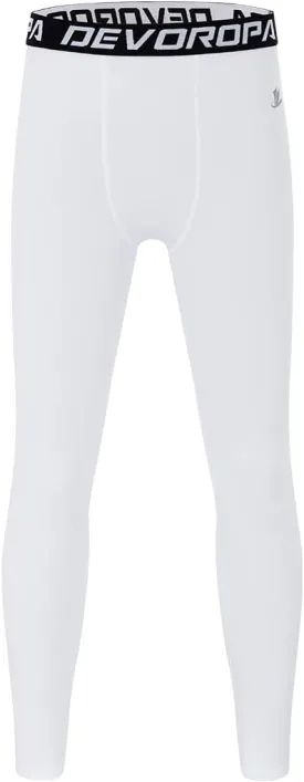DEVOROPA Boys Leggings Quick Dry Youth Compression Pants Sports Tights Basketball Base Layer Husky/Slim/Regular/Boys