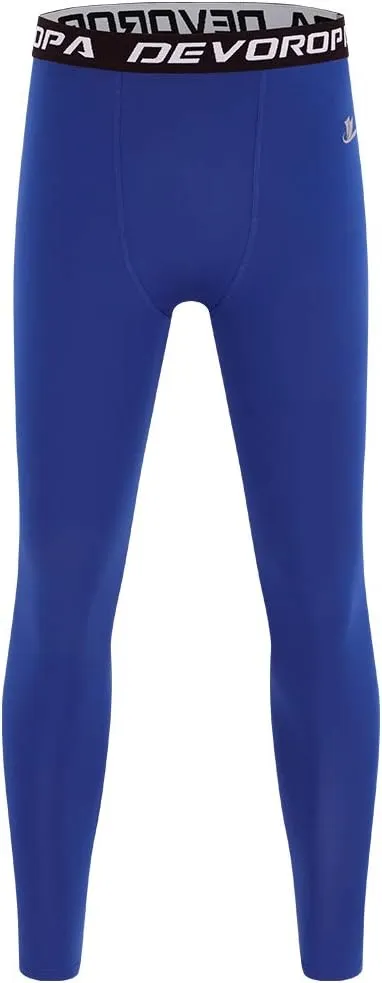 DEVOROPA Boys Leggings Quick Dry Youth Compression Pants Sports Tights Basketball Base Layer Husky/Slim/Regular/Boys