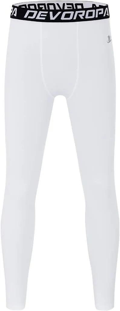 DEVOROPA Boys Leggings Quick Dry Youth Compression Pants Sports Tights Basketball Base Layer Husky/Slim/Regular/Boys