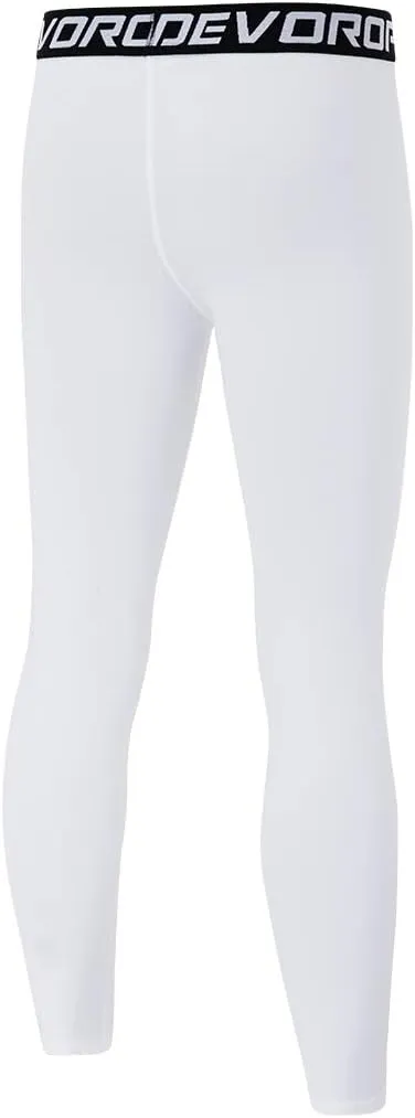 DEVOROPA Boys Leggings Quick Dry Youth Compression Pants Sports Tights Basketball Base Layer Husky/Slim/Regular/Boys