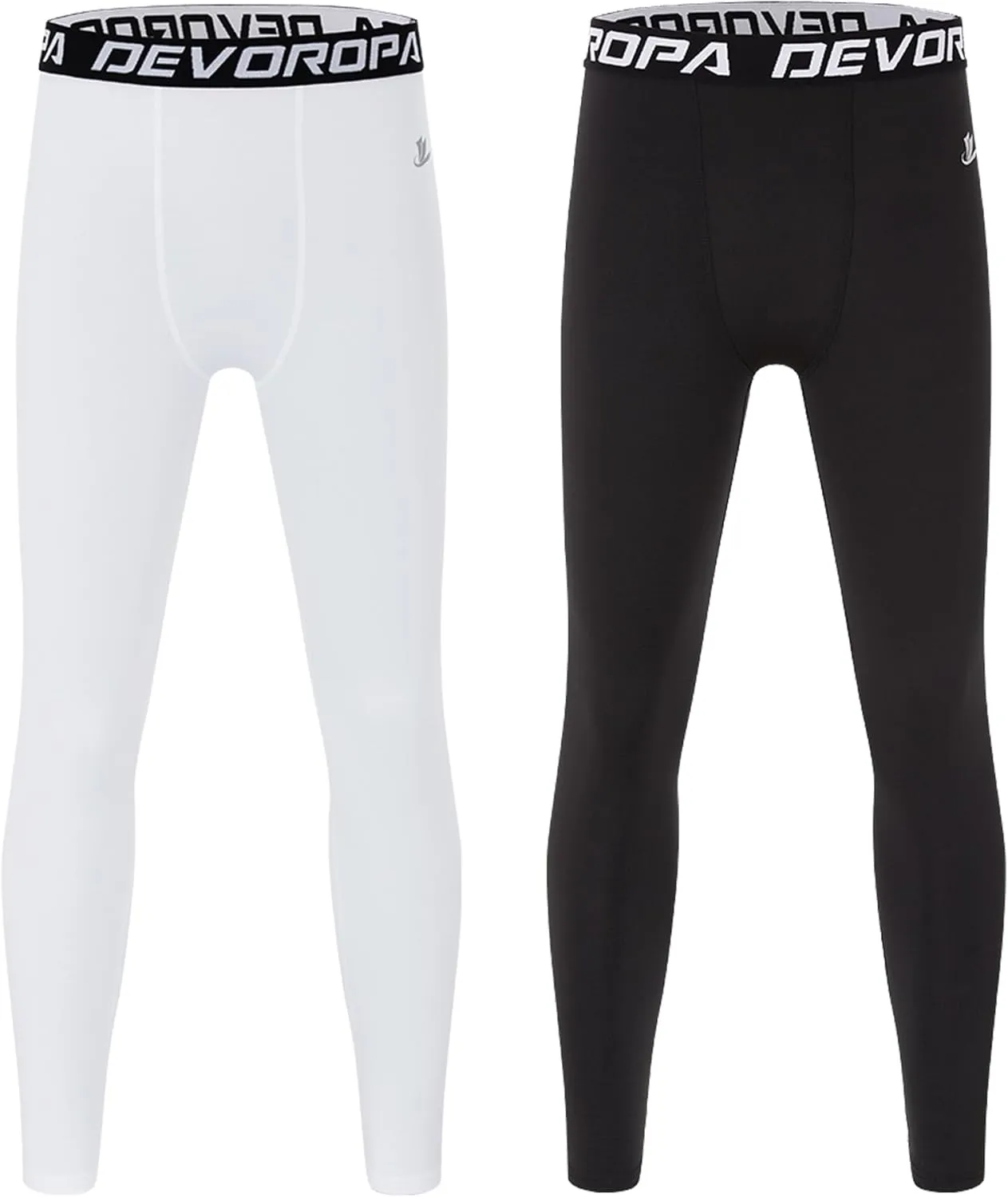 DEVOROPA Boys Leggings Quick Dry Youth Compression Pants Sports Tights Basketball Base Layer Husky/Slim/Regular/Boys