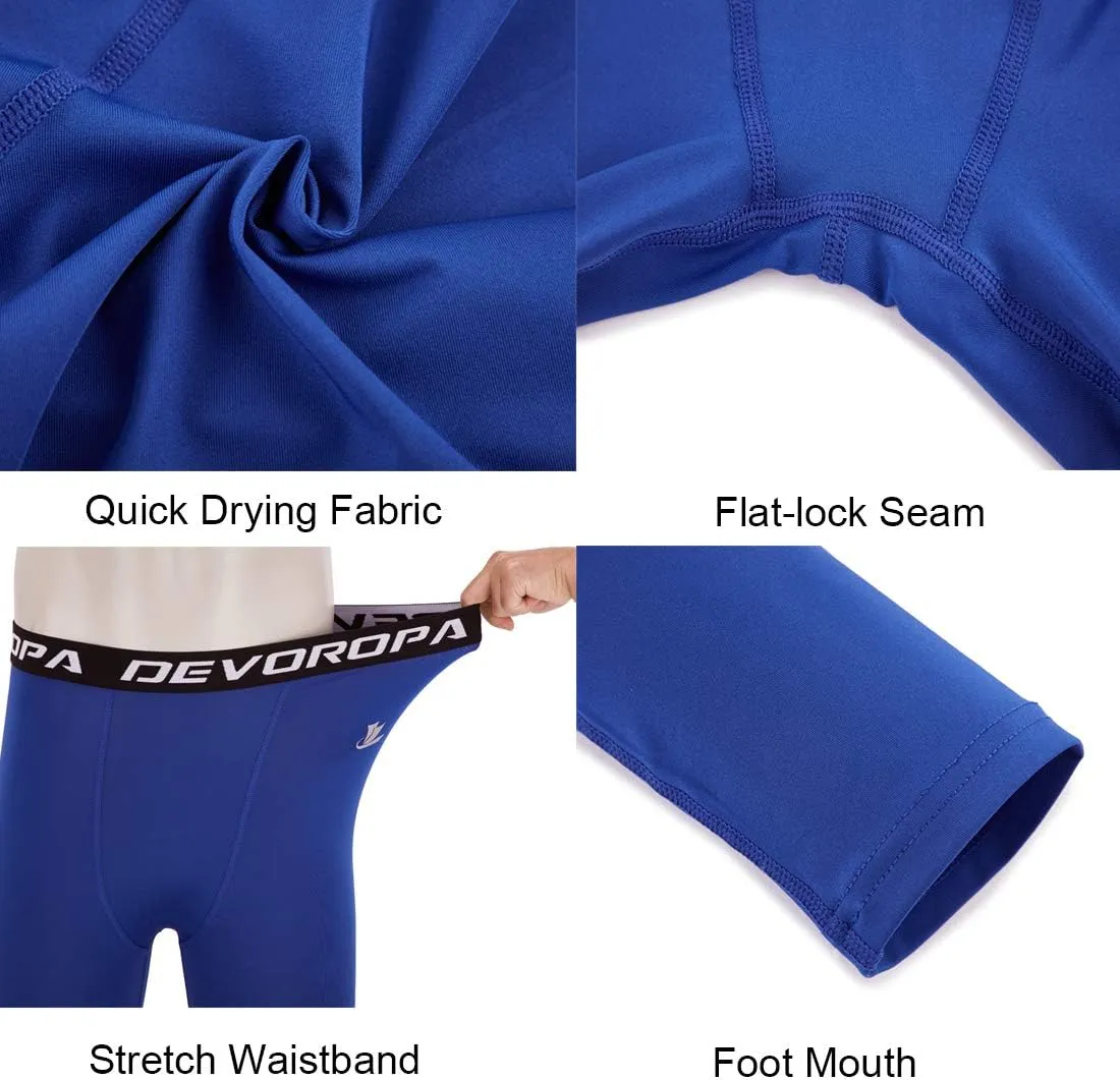 DEVOROPA Boys Leggings Quick Dry Youth Compression Pants Sports Tights Basketball Base Layer Husky/Slim/Regular/Boys