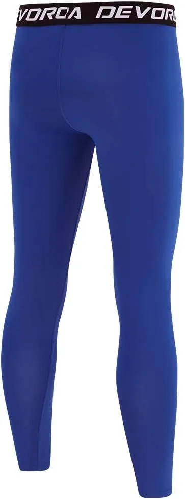 DEVOROPA Boys Leggings Quick Dry Youth Compression Pants Sports Tights Basketball Base Layer Husky/Slim/Regular/Boys