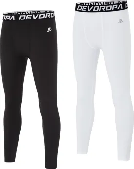 DEVOROPA Boys Leggings Quick Dry Youth Compression Pants Sports Tights Basketball Base Layer Husky/Slim/Regular/Boys