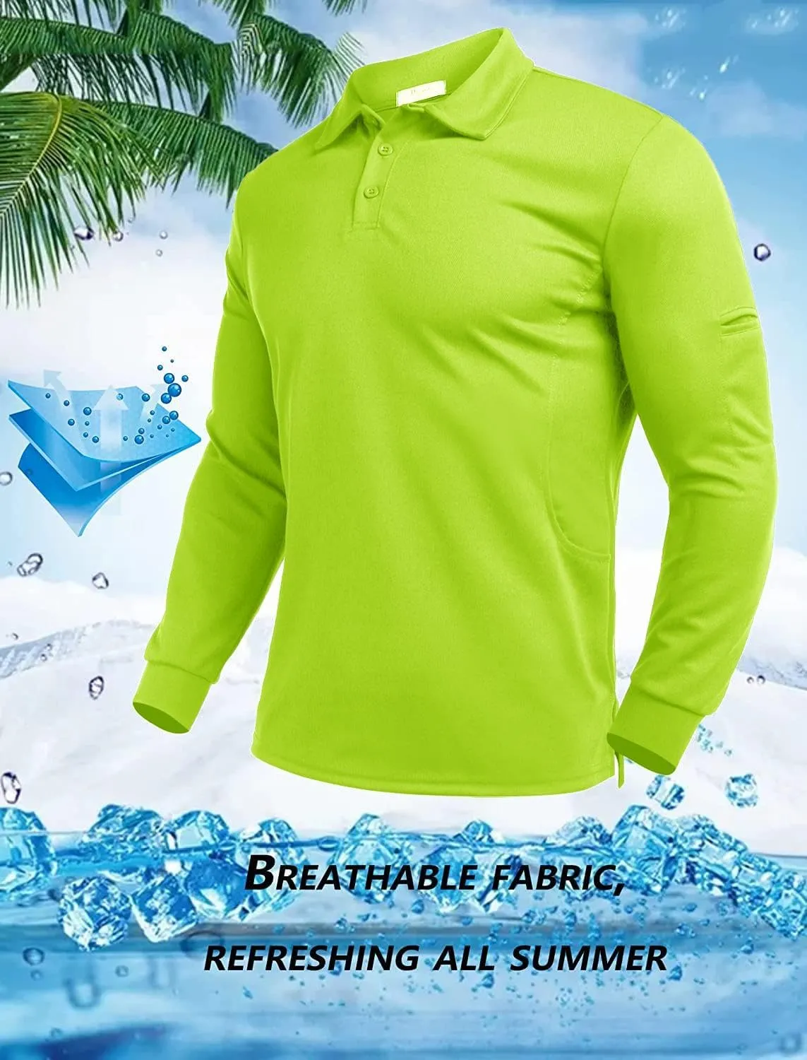 Deyeek Men's Polo Shirts Long Sleeve Golf Polo Shirts for Men Quick Dry UPF 50  Sun Protection Polos Casual Collared Shirts