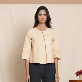 Dusk Beige Warm Cotton Flannel Box-Pleat Top