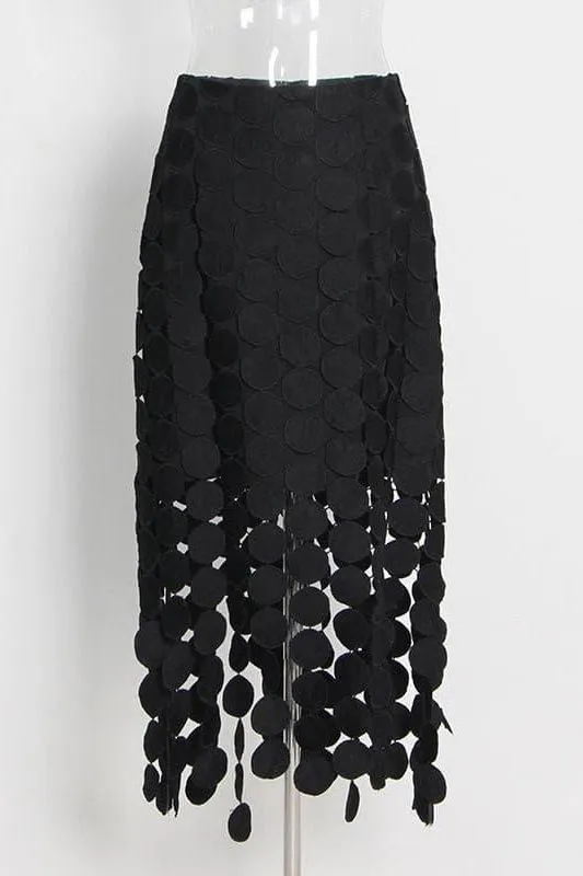 French retro hollow fringed irregular skirt
