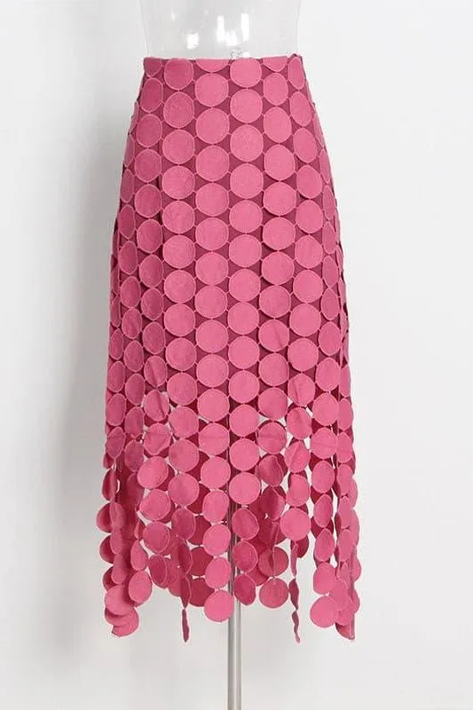 French retro hollow fringed irregular skirt