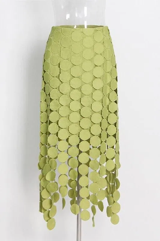 French retro hollow fringed irregular skirt