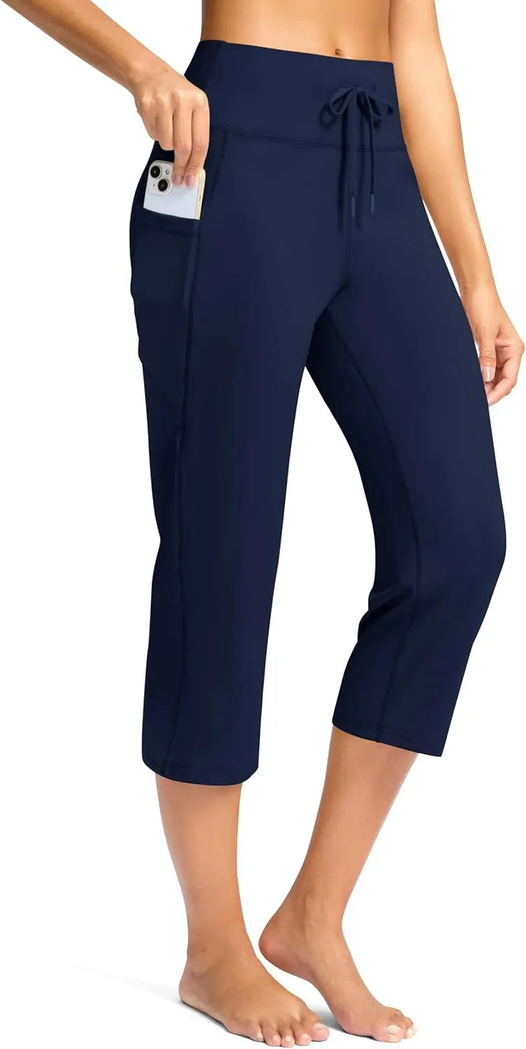 G Gradual Yoga Capri Pants for Women with Pockets High Waist Capris Leggings Tummy Control Straight Workout Summer Crop Pants