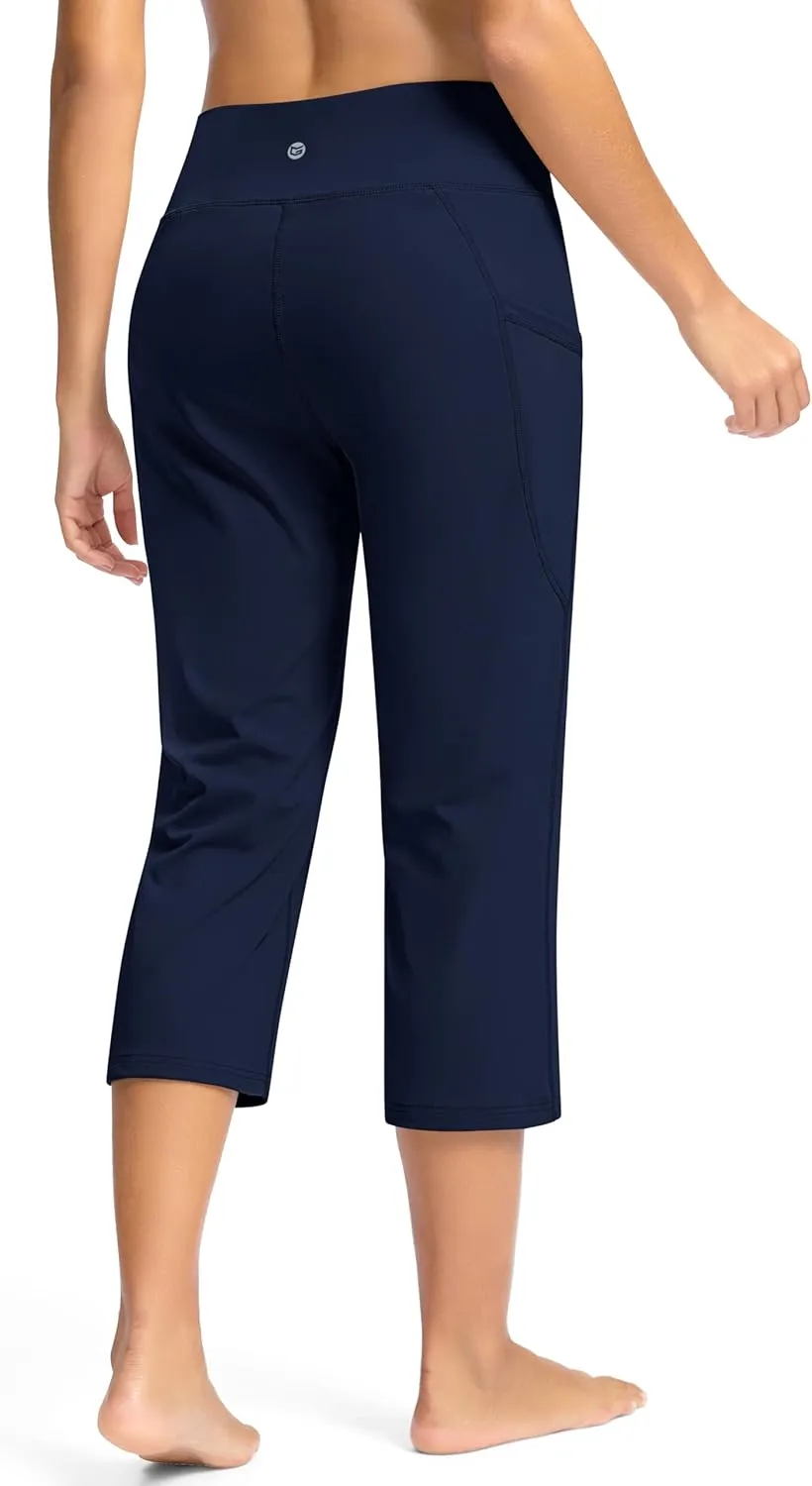 G Gradual Yoga Capri Pants for Women with Pockets High Waist Capris Leggings Tummy Control Straight Workout Summer Crop Pants