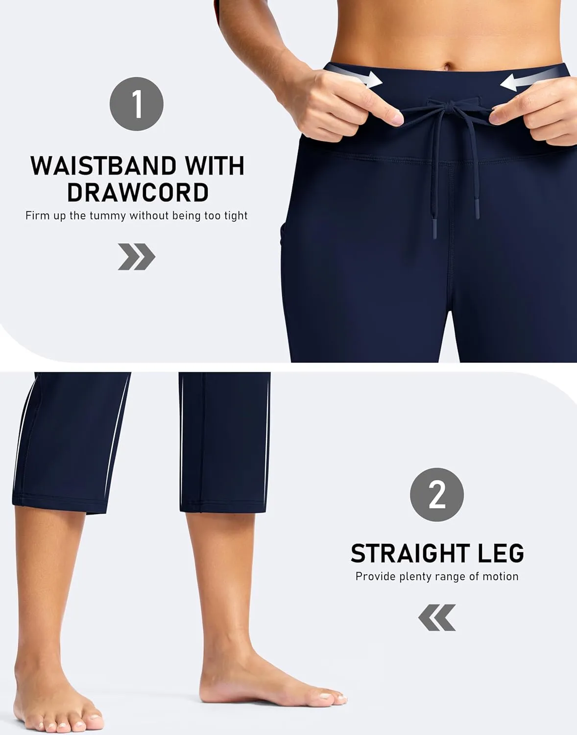 G Gradual Yoga Capri Pants for Women with Pockets High Waist Capris Leggings Tummy Control Straight Workout Summer Crop Pants