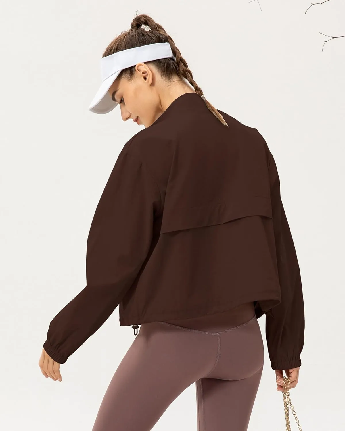 Gacaky Women's Athletic Workout Running Track Full Zip Cropped Jackets UPF 50  Sun Protection Stand Collar Gym Shirts